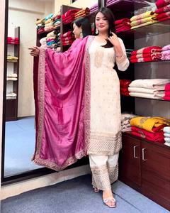 Salwar Kameez blanc de créateur avec dupatta pour femmes, costume Sharara, haut-palazzo, costume indien, costumes pakistanais, costume de l'Aïd - Product Image 3