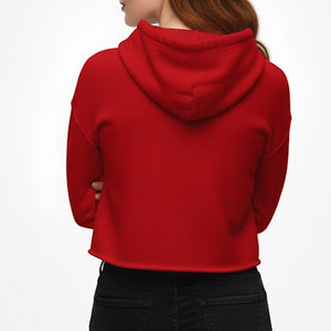 Hoodie court pour femme inspiré du streetwear, fabrication OEM personnalisée, tissu molletonné 100% coton doux, option de logo sur le devant, pour un usage quotidien décontracté - Product Image 4