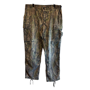 Pantalon Cargo de Chasse Vintage Camo 100% Coton, Taille Moyenne, Léger, Style Plat Devant, avec Motif Droit Délavé Foncé - Product Image 1