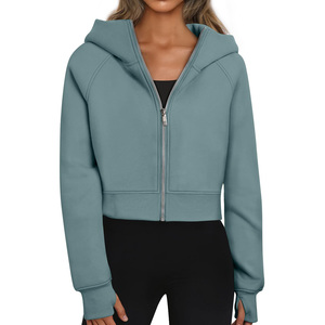 Sudadera Corta de Punto de Alta Calidad, Estilo Casual Urbano, Hombros Caídos, Transpirable y Ecológica para Mujer - Product Image 1