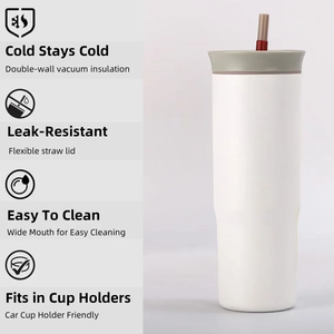 24oz Stainless Steel Vacuum Insulated Tumbler with <b>Straw</b> Leakproof <b>Lid</b> Slim Travel Coffee <b>Cup</b> - Product Image 2