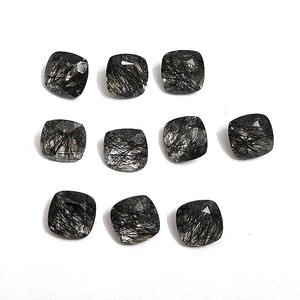 Quartz rutile noir naturel coussin à facettes 8x8mm cristal de quartz rutile noir de bonne qualité 2.06 ct fabrication de bijoux pierre précieuse en vrac - Product Image 3
