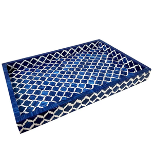 Bandeja de incrustaciones de hueso Rectangular con mango de Metal al mejor precio, bandeja de servicio de calidad Premium para Home Hotel, bandeja de incrustaciones de hueso de estilo árabe - Product Image 2