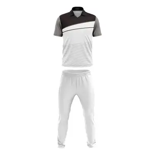 新款设计定制板球球衣黑色网球衫带数字全手球队制造商板球制服