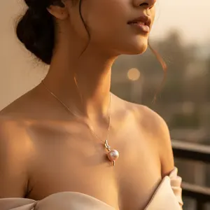 Colgante de Plata 925 con Perla Rosa para Mujer, Joyería Elegante - Product Image 1