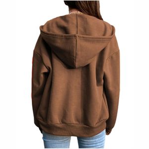 Sudadera con Capucha y Cremallera Marrón de Primera Calidad para Mujer, Sudadera Gruesa de Forro Polar para Invierno, Éxito de Ventas - Product Image 6