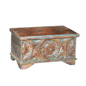 Meubles indiens faits à la main de qualité supérieure-Boîte à bijoux de coffre de table basse en bois massif naturel avec finition brillante pour l'entrée à la maison - Product Image 2