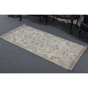 Alfombra clásica de lana rosa Beige de 3x6,5 pies hecha a mano de tejido plano turco Jacquard Patchwork diseño de látex para pasillo forma Rectangular - Product Image 2