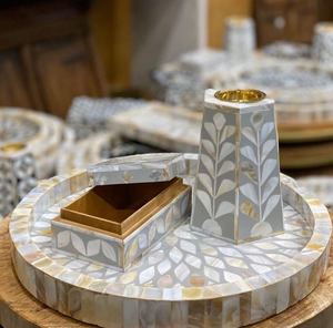Natural Bone and Mother of Pearl Resin Inlay Tray Set Ideal for <b>Eid</b> Ramadan <b>Gifts</b> and Special Return <b>Gift</b> <b>Ideas</b> - Product Image 5