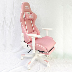 เก้าอี้เล่นเกม GT1368 หนัง PU พรีเมียม ที่วางแขน 4D สีขาวและชมพู รุ่น SFGC001 - Product Image 4