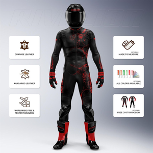 Combinaison de course pour moto de style Venom personnalisée pour hommes, 1 pièce, en cuir de vache/kangourou, combinaison de moto/MotoCp pour les motards sur piste, CE - Product Image 1