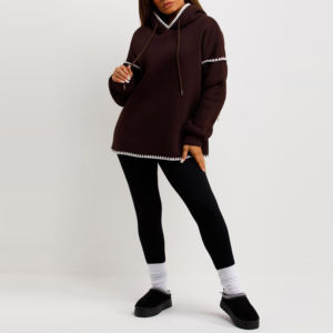 OEM Logo personnalisé femmes coton coréen sweats à capuche avec mode solide manches longues pour l'hiver vente en gros - Product Image 3