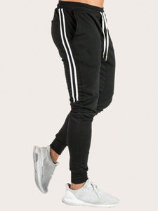 Pantalon de survêtement de jogging évasé taille haute pour hommes décontracté à la mode avec décoration coupe-vent à rayures Leggings à jambe droite - Product Image 5