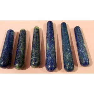 Varitas de masaje lisas hechas a mano, piedras preciosas de lapislázuli y ágata, artesanías de piedra semipreciosa - Product Image 1