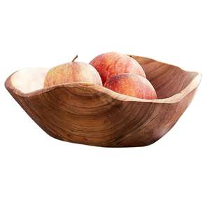 Ensaladera rústica de madera de acacia para comidas de picnic, comida saludable y hermosa decoración de mesa - Product Image 3