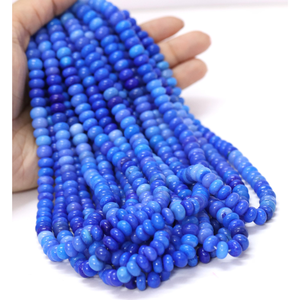 Hermosas Cuentas Redondas Lisas de Ópalo Azul Oscuro de 16 Pulgadas, Cuentas de Piedras Preciosas Lisas con Degradado Azul de 6-9 mm, Cuentas de Ópalo de Calidad AAA - Product Image 2