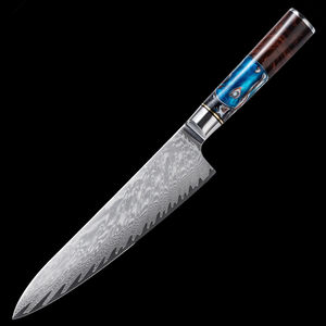 Meilleur couteau de chef à lame en acier Damas de 8 pouces, manche personnalisable en bois et résine, ambidextre, compatible lave-vaisselle, moderne, pour cuisine DIY - Product Image 2