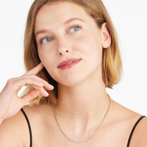 สร้อยคอเทนนิสทรงกลมประดับมอสซาไนต์คลาสสิกขนาด 2.50 มม. ทองคำ 10K สีเหลือง/เงิน ของขวัญงานแต่งงานสำหรับผู้หญิง สวมใส่ได้ทุกวัน - Product Image 2