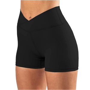2025 pantalones cortos de Yoga de cintura alta personalizados para mujeres ligeros Scrunch Butt Lift Premium sin costuras Fitness gimnasio entrenamiento pantalones cortos sólidos - Product Image 4