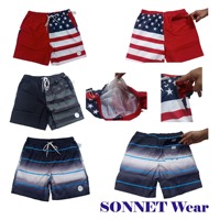 Short de plage personnalisé OEM AOP et couleurs unies Short de bain en polyester 100% avec impression numérique pour hommes, dames et enfants