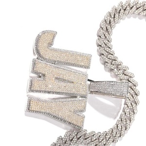 Colgante de Plata de Ley 925 personalizado con cualquier nombre, Diamante de moissanita helado, estilo de lujo, colgante de Hip Hop personalizado, regalo de joyería - Product Image 2
