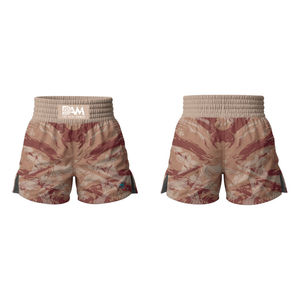 Short de MMA brodé personnalisable pour homme Tissu peigné extensible Grappling Kickboxing Fightwear Ruffles High Waist - Product Image 3