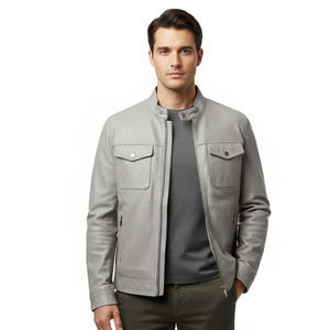 Veste de motard en cuir de mouton faite à la main pour hommes usine OEM fournisseur de gros vêtements d'extérieur chauds et durables élégants vêtements de moto à l'avant - Product Image 6