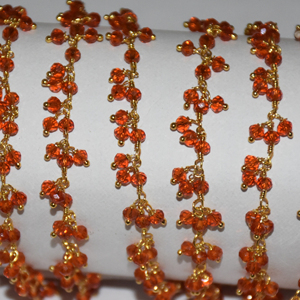 Beautiful Red Quartz Glass Beads Cluster <b>Rosary</b> Chain Beaded Chain for Jewelry Bracelet Necklace Making - Product Image 2