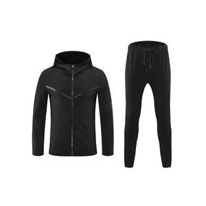 Conjuntos de sudadera y pantalones de chándal de lana de Color sólido informales personalizados para hombre, chándales deportivos de punto de marca de moda para hombre - Product Image 3