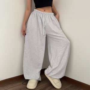 Pantalones deportivos holgados de algodón puro premium para mujer, de largo completo, con logotipo y diseño personalizados, estilo casual, para venta al por mayor. - Product Image 2
