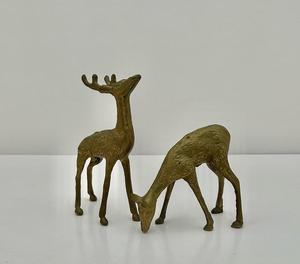 Set of 2 Top Seller Custom Brass Reindeer Sculpture Luxury Christmas Metal Craft Ornament Standing Reindeer Living Room Decor - Product Image 2