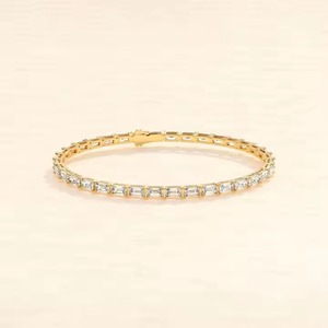 สร้อยข้อมือเพชรโมอิสสีทอง14K สำหรับผู้หญิงสร้อยข้อมือเพชรเทนนิส - Product Image 4