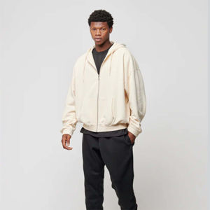 Sudadera con capucha de felpa francesa de algodón 100% de alta calidad para hombre, cremallera completa personalizada con hombros caídos para estampado de soplo para invierno - Product Image 5