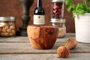 Mortero y Maja de Madera para Triturar Ajo y Jengibre, Utensilio de Cocina Decorativo Natural para el Hogar - Product Image 2