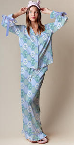 Conjunto de pijama de manga larga con lazo y estampado nuevo personalizado para mujer - Product Image 2