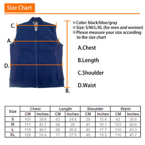 Vendite calde all'ingrosso <span class=keywords><strong>donna</strong></span> e uomo blu <span class=keywords><strong>grigio</strong></span> 5V <span class=keywords><strong>gilet</strong></span> riscaldato con 4 cuscinetti riscaldanti in fibra di carbonio e fodera termoriflettente - Product Image 6