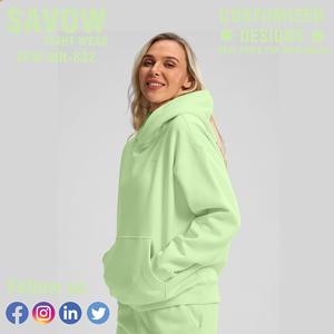 Sudaderas con Capucha para Mujer, OEM, Personalizadas, de Algodón, Estilo Oversize, Sudaderas Lisas con Capucha, Chaquetas de Forro Polar, Ropa Deportiva, Moda Urbana - Product Image 3