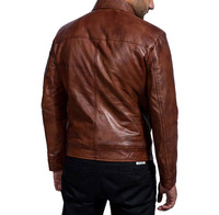 Veste pour homme en cuir de vache véritable noir, veste de motard vintage, vestes en cuir de moto véritable marron pour homme