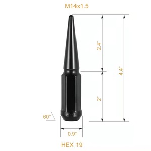 20 piezas M14 * 1,5mm aleación de acero negro cromo bulto Acron rueda de coche tuercas con púas con llave de enchufe - Product Image 4