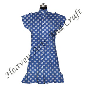 Custom Made <b>Block</b> Printed Cotton Short Sleeveless Tops Ideal For Women's Clothing Beautiful Hand <b>Block</b> <b>Print</b> Cotton Tunic Dress - Product Image 4