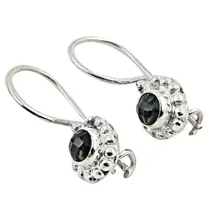 Boucles d'oreilles pendantes en argent 925 pour femmes avec pierre noire plaquée or 18 carats Bijoux pendantes en or blanc Pierre principale Perle - Product Image 2