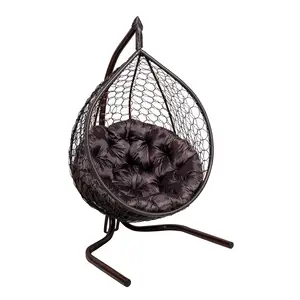 Hanging chair SMILE color Wenge, with round cushion brown Oxford2