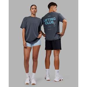 T-shirt Oversize en Coton Lifting Club FLX - Bleu foncé délavé - 240 GSM, Impression unie, Grammage lourd - Product Image 1