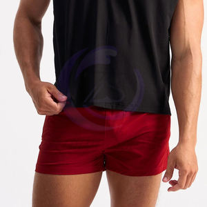 Service OEM de couleur rouge avec propre logo imprimé fait à la main dernier style vêtements de sport écologique doux au toucher Fitness entraînement Shorts de sport - Product Image 5
