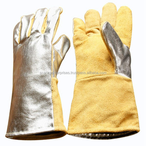 Gants de soudage de lutte contre l'incendie résistants à la chaleur en cuir de gant aluminisé en aramide haute température pour les soudeurs gants d'isolation de travail - Product Image 4