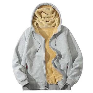 Sudadera con Capucha de Forro Polar para Hombre, Nueva Moda, Color Sólido, Manga Larga, Cierre de Cremallera, Mezcla de Algodón, Tejido Cálido de Invierno, Bordada - Product Image 5