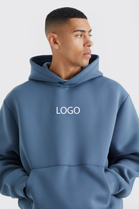 Nuevo azul pizarra 100% algodón de gran tamaño gota hombro Sudadera con capucha tela deportiva logotipo personalizado sudaderas con capucha hombres sudadera - Product Image 3