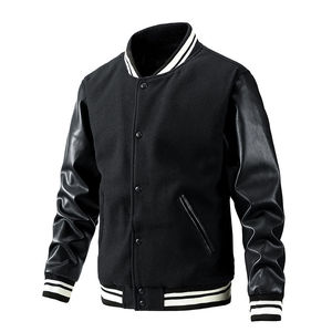 Blouson universitaire décontracté en laine et polyester, style streetwear, avec logo frontal, unisexe, vente en gros, collection 2026 - Product Image 6