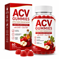 Gummies ACV Vinaigre de cidre de pomme 500mg + BHB 200mg + Racine de betterave 100mg + Grenade 50mg + B12, Sans sucre, 60 unités
