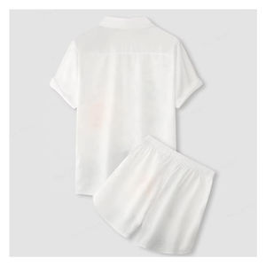 Ropa de playa de verano, talla grande, camisa hawaiana de algodón/poliéster de 2 piezas para hombre, conjunto corto, estilo callejero, transpirable, sólido - Product Image 2